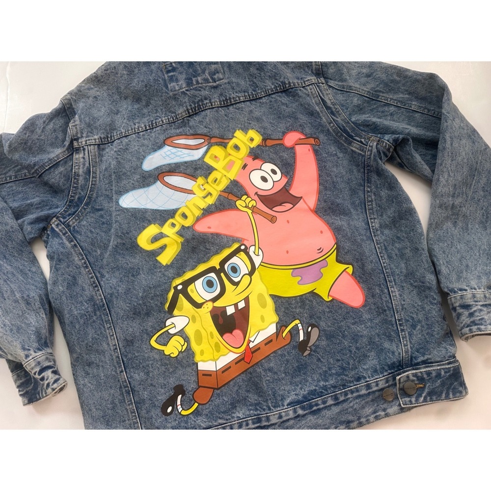 Members‎ Only x Nickelodeon SpongeBob Denim Jacket Blue Acid Wash MN050128 Large - Picture 5 of 6